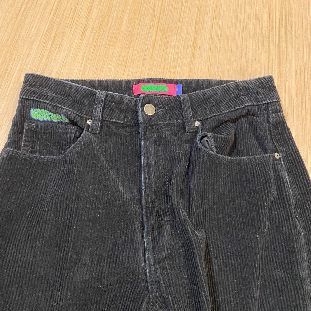 Empyre Black Corduroy Wide Leg Baggy Pants Women Size 4 Skate Streetwear Y2K - Picture 2 of 5